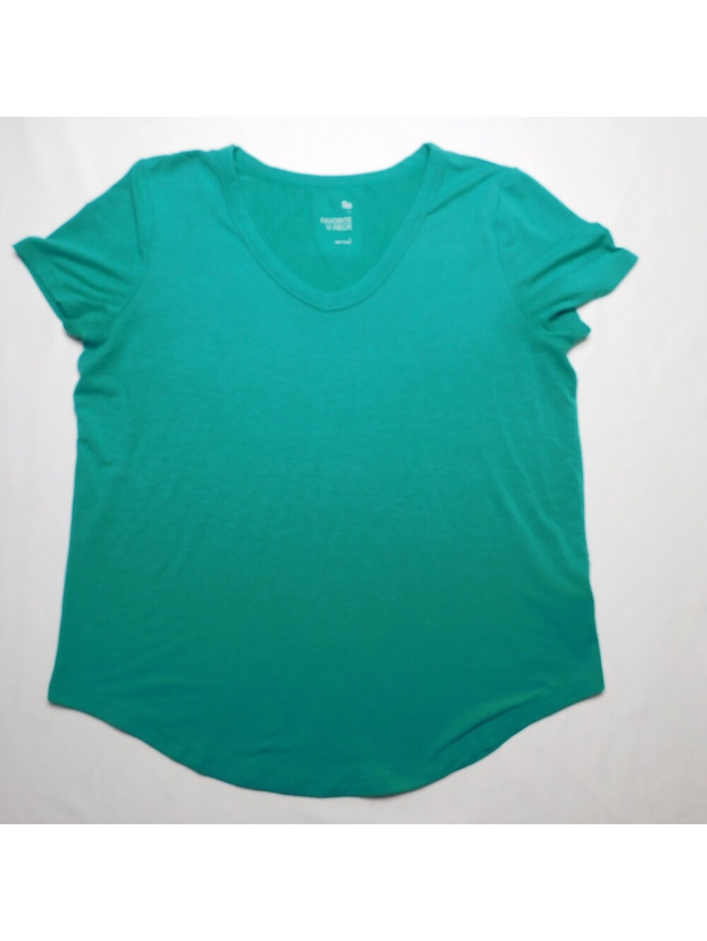 SO Womens V Neck T Shirt Large L Teal Green Short Sleeve Favorite Tee Casual